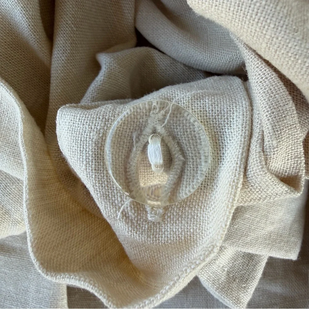Simply Shabby Chic Ruffled Linen Blend King 3-Piece Duvet Cover Set Oatmeal NIP